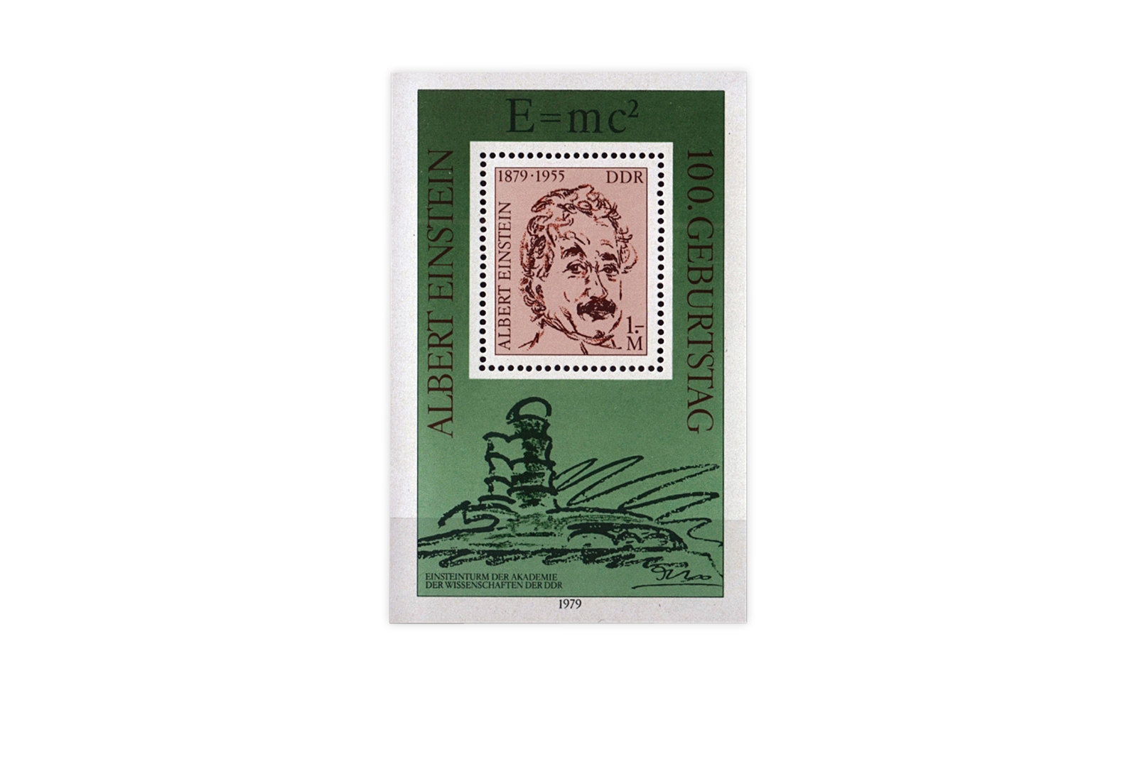 DDR Block 54 100. Geburtstag Einstein 1979 gestempelt