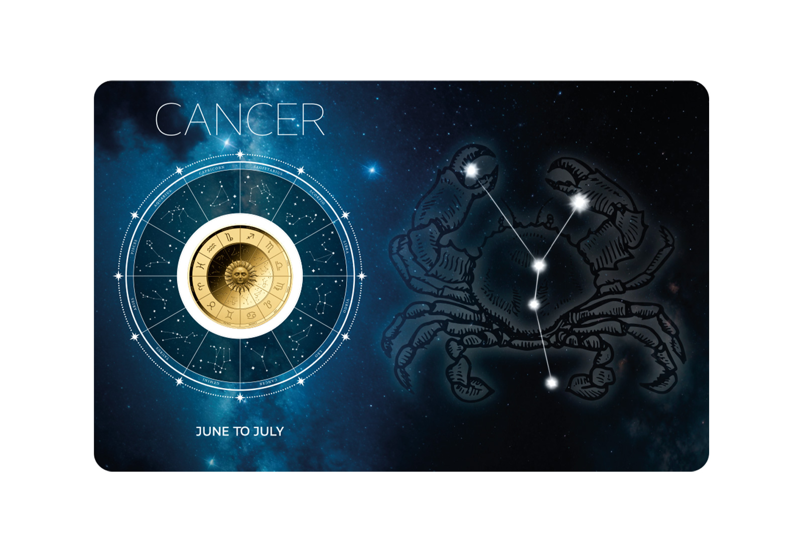 Goldmünze Sternzeichen Krebs Coincard 999/1000 Gold Geschenk