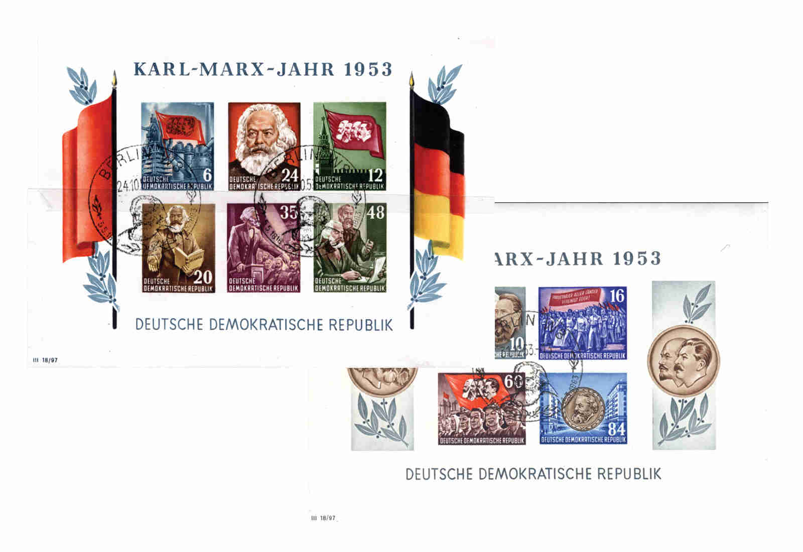 DDR Block 8+9 B gest. Marx-Blocks geschnitten