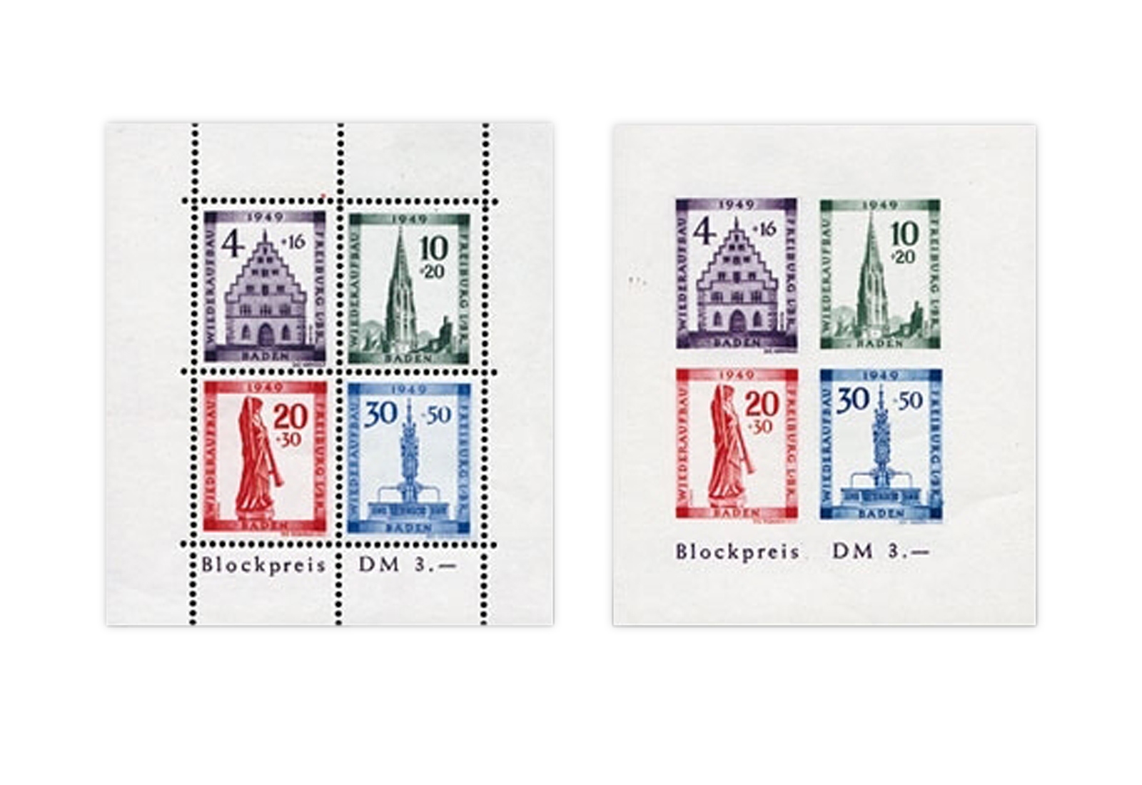 Baden Block 1 A/B 1949 gestempelt geprüft