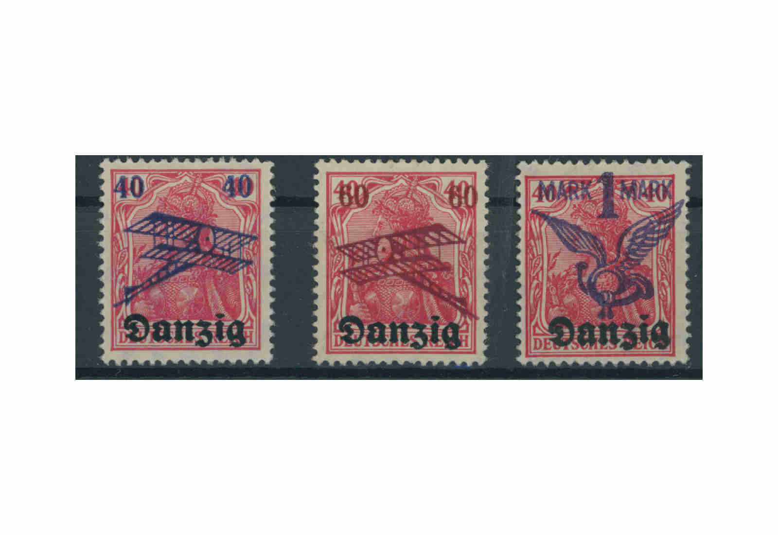 Briefmarken Deutsches Reich Flugpostmarken Danzig 1920-1939 Michel-Nr. 50-52 Falz