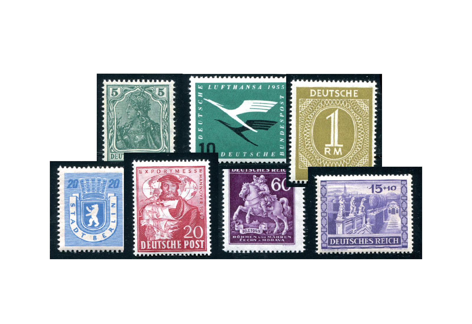 BRD/Berlin Zuschlagsmarken 100 Marken postfrisch und gestempelt