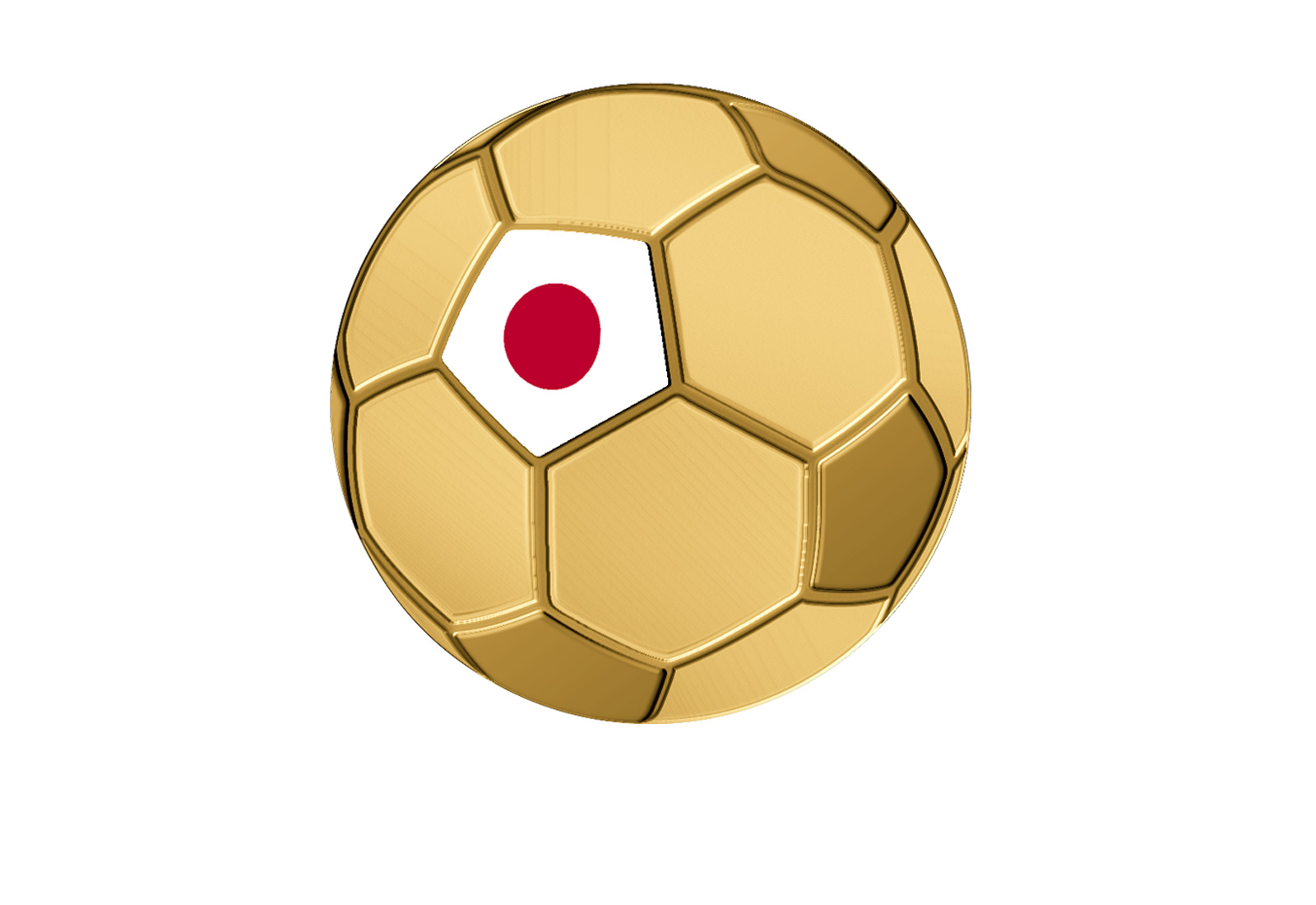Goldmünze Motiv "Fußball Japan" 999/1000 Gold im Geschenketui