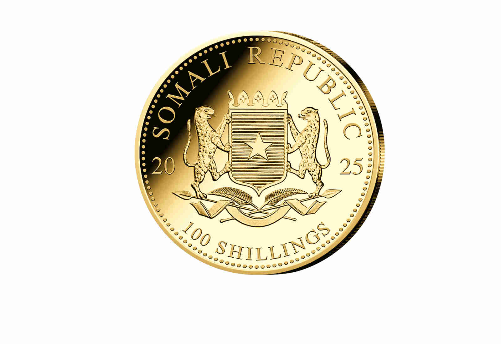 African Wildlife Serie 1/10 oz Gold 2025 Somalia Elefant