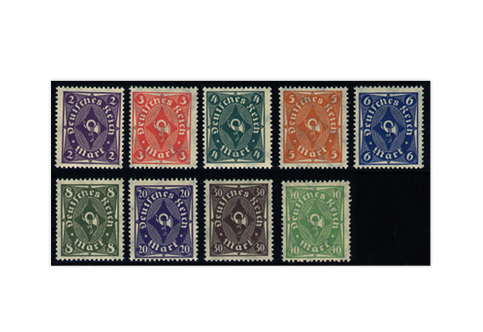 Briefmarken Deutsches Reich Posthorn 1922 Michel-Nr. 224/32 postfrisch