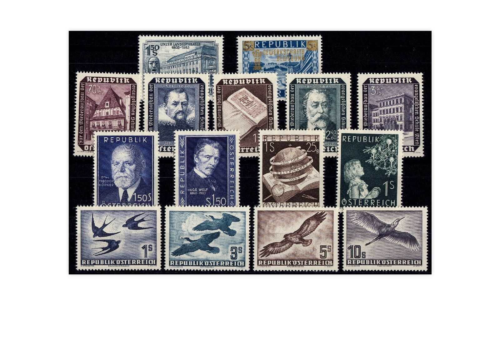 Österreich Mi.Nr. 981/995 Jahrgang 1953 postfrisch