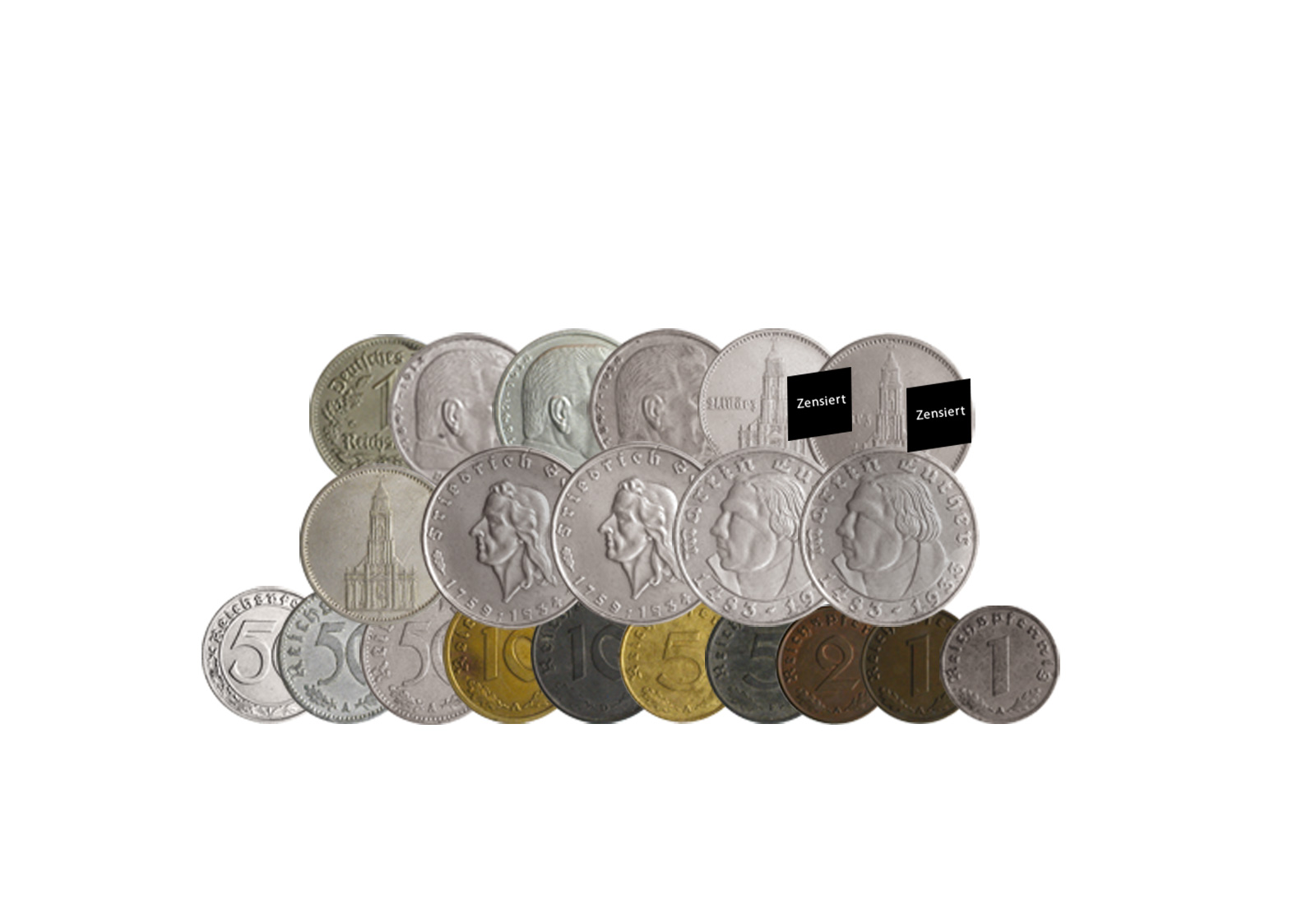 Komplettsammlung 21 Münzen Drittes Reich Jaeger-Nr. 352-372