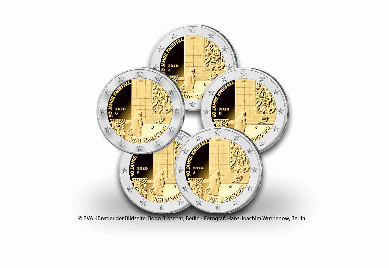 2 Euro 2020 Deutschland 50 J. Kniefall von Warschau PP Prägest. A-J im Blister