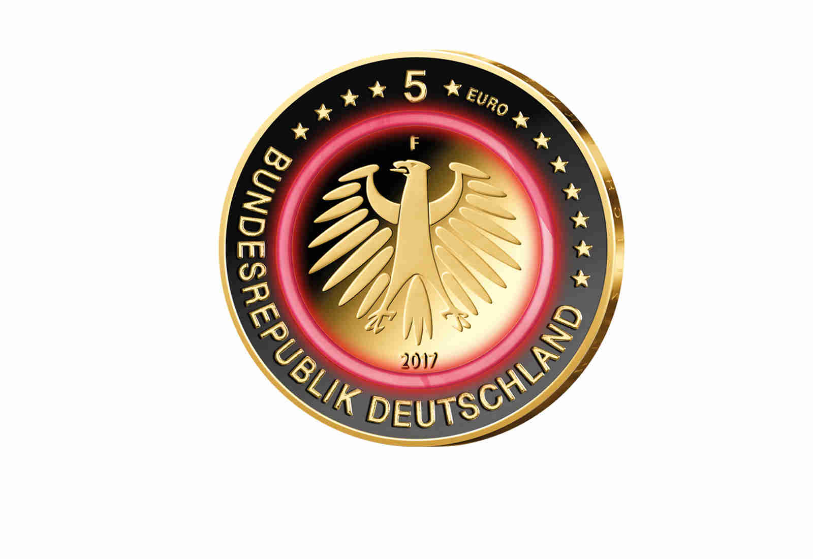 5 Euro 2017 Deutschland Tropische Zone mit Rhodium und 24 Karat Goldauflage A-J