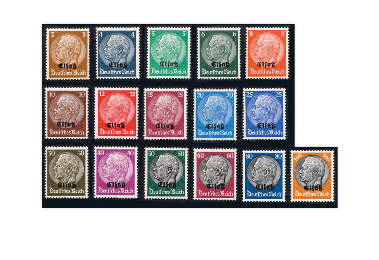 Hindenburg Elsaß Mi.Nr. 1/16 postfrisch