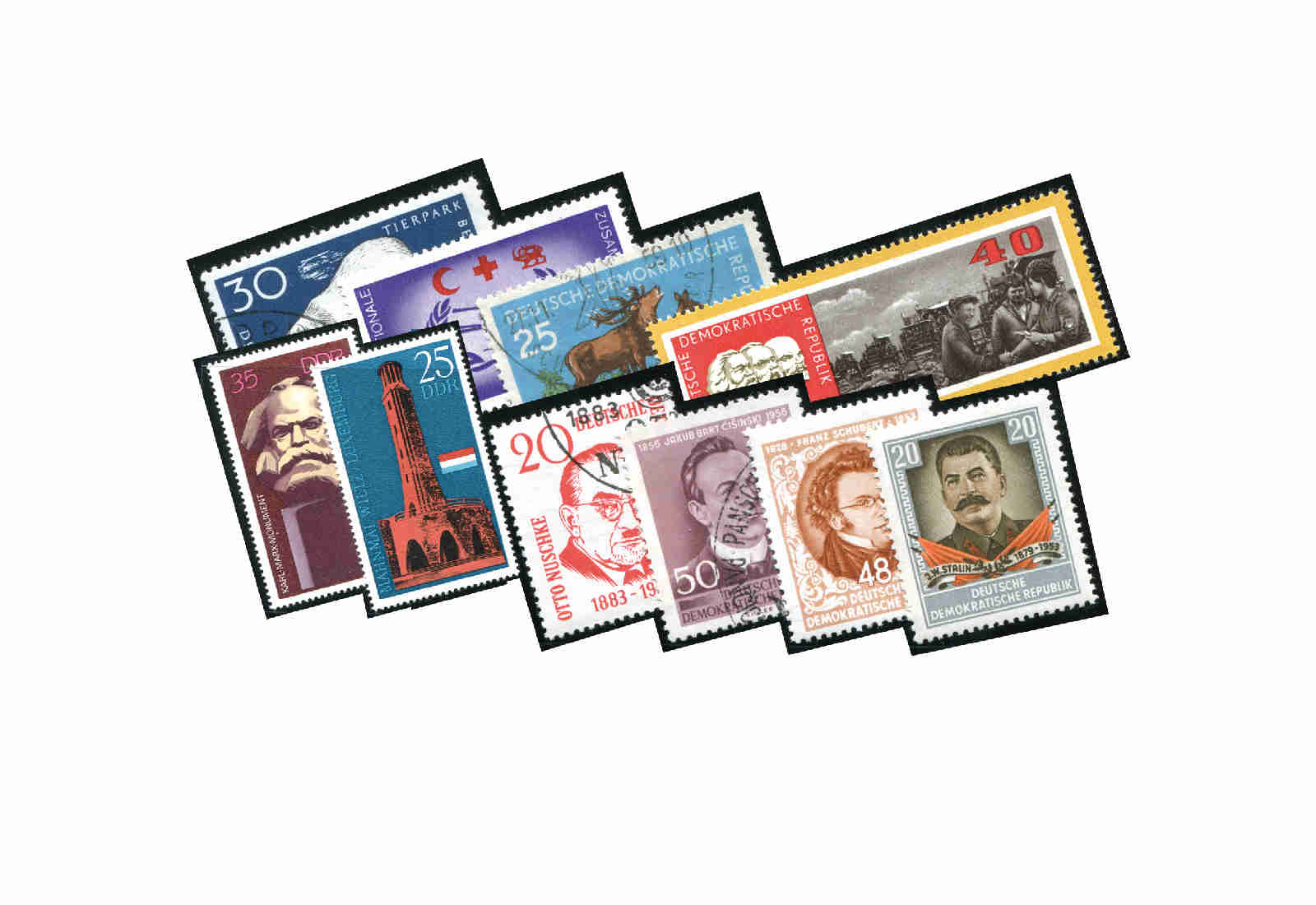 Briefmarken DDR 300 verschiedene Marken postfrisch gestempelt