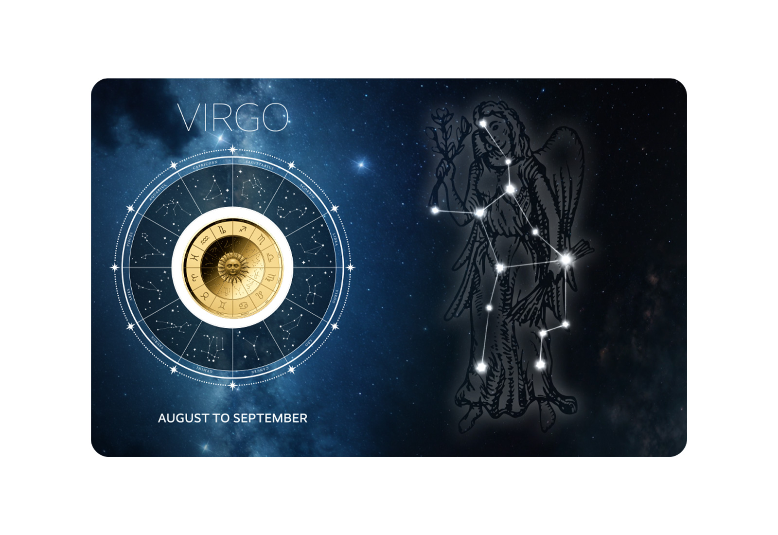 Goldmünze Sternzeichen Jungfrau Coincard 999/1000 Gold Geschenk