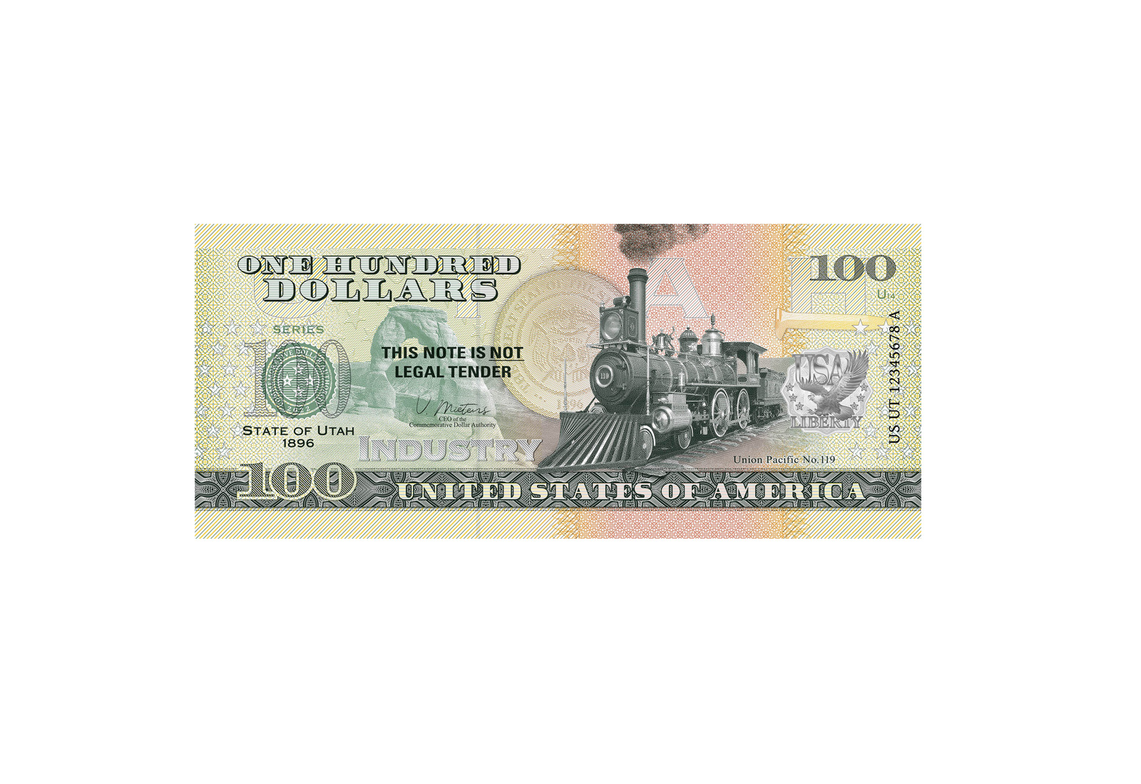 Banknote USA 100 Dollars Union Pacific No. 119
