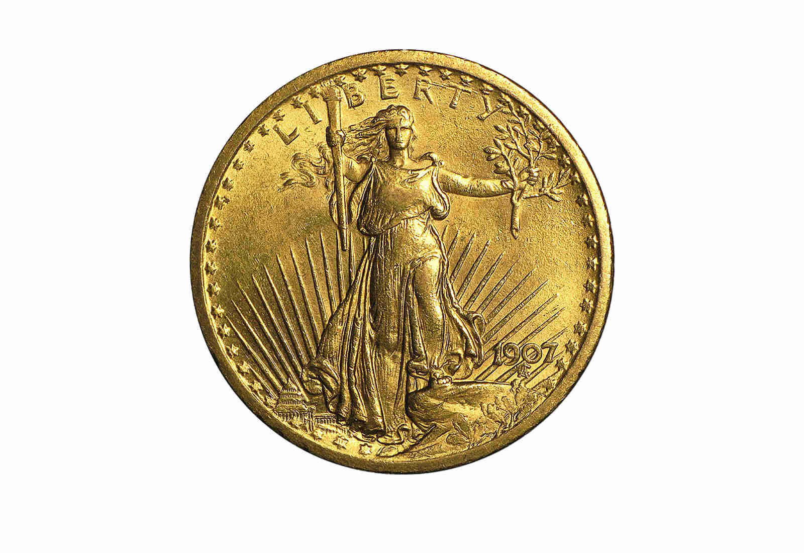 20 Dollar 1907 - 1933 USA St. Gaudens Double Eagle 30,1 g Goldmünze ss-vz