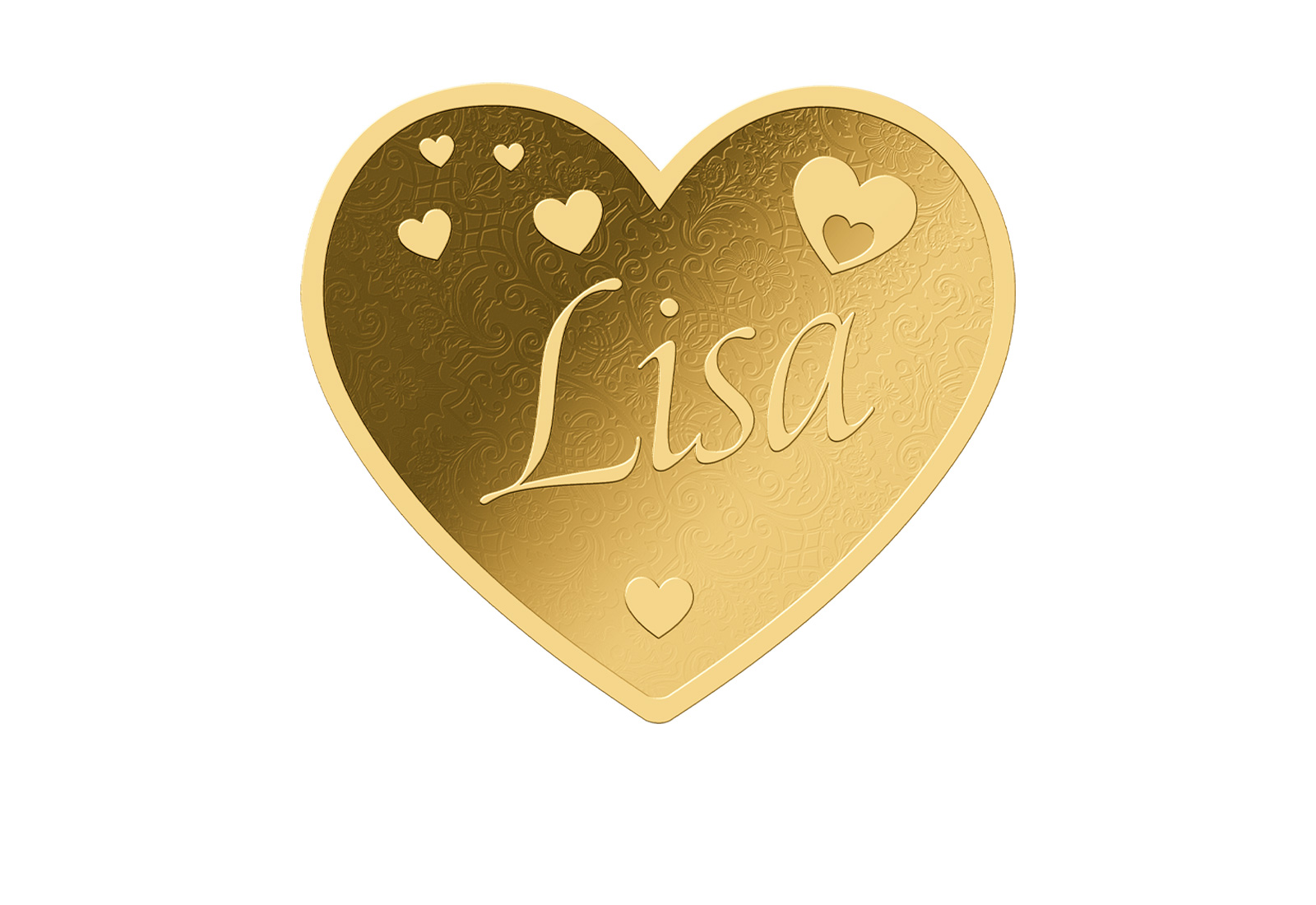 Goldmünze Motiv "Herz Lisa" 999/1000 Gold im Geschenketui