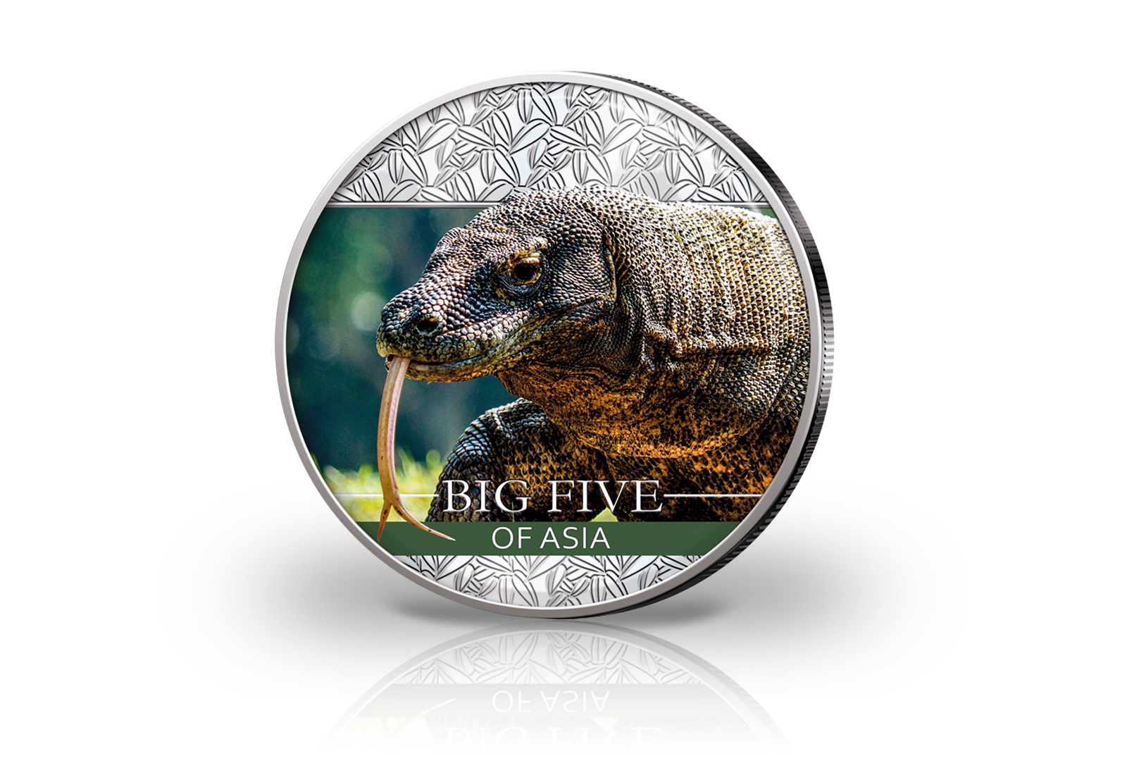 Big Five Asien Panda 30 g Silber Jahrgang u. Wahl mit Farbmotiv Komodowaran