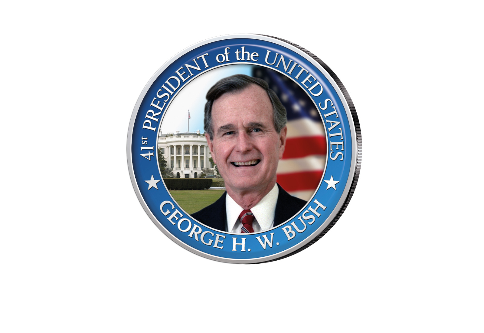 ½ Kennedy-Dollar USA mit Farbapplikation George H. W. Bush Serie: Presidents of the US
