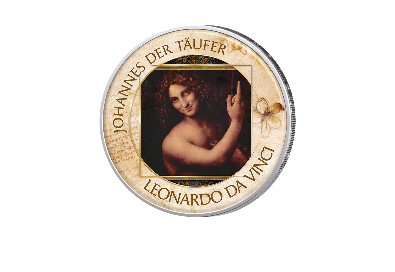 2 Euro mit Farbapplikation Johannes der Täufer - Serie Kunst