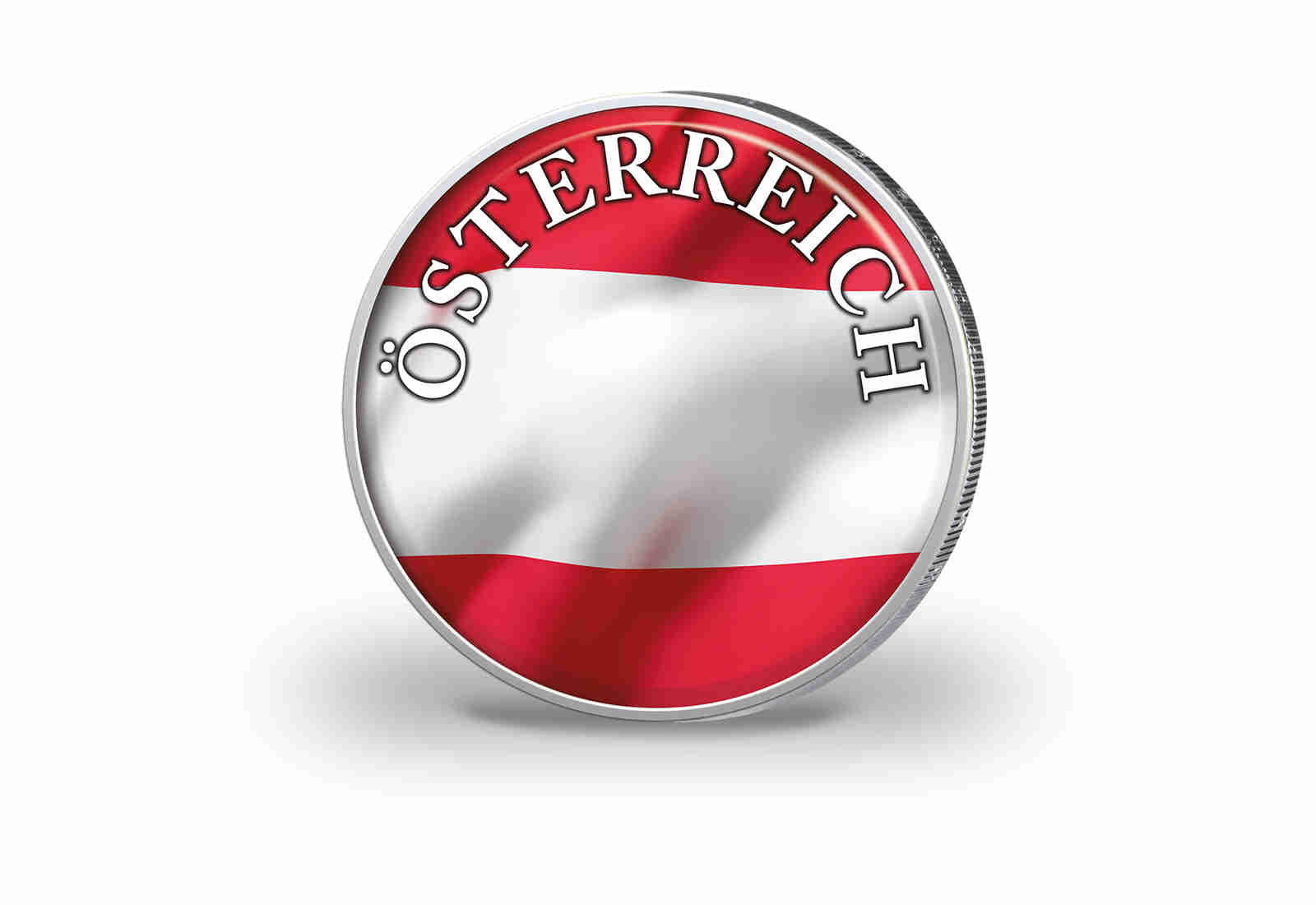 2 Euro vergoldet Österreich Flagge mit Farbapplikation