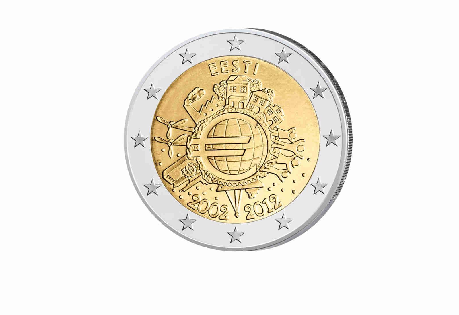 2 Euro 2012 Estland 10 Jahre Bargeld Gemeinschaftsausgabe bfr.