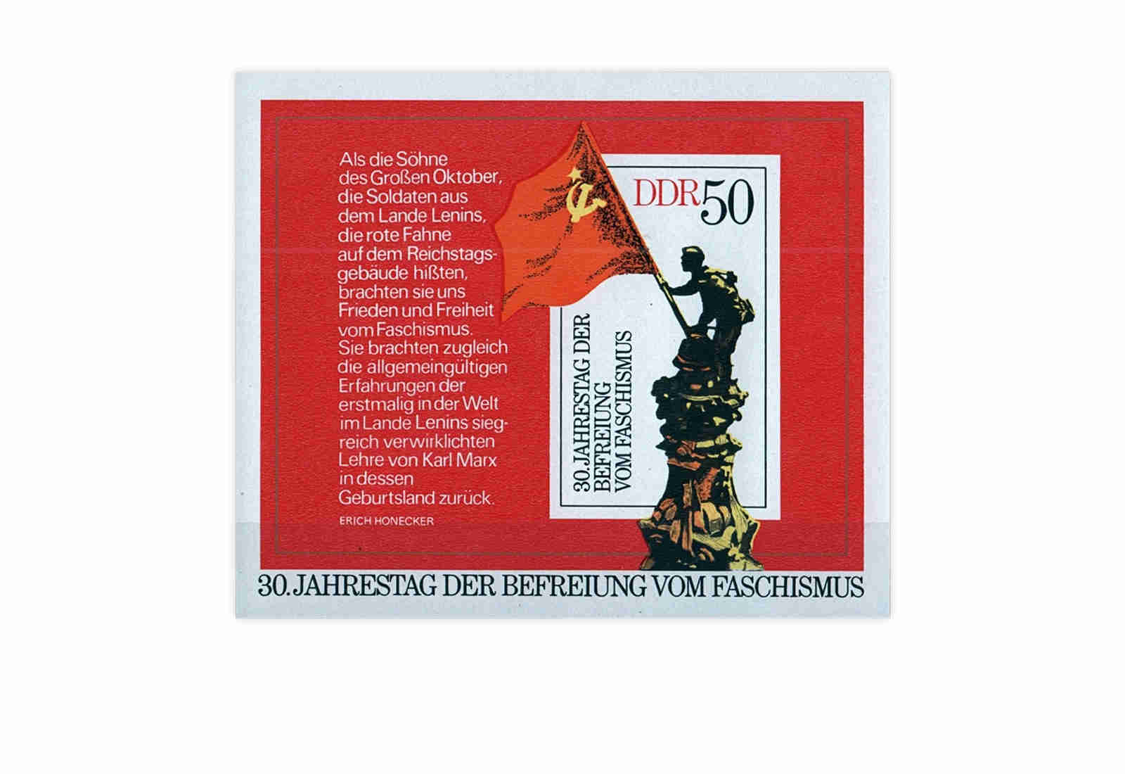 DDR Block 42 30 Jahre Befreiung Faschismus gestempelt