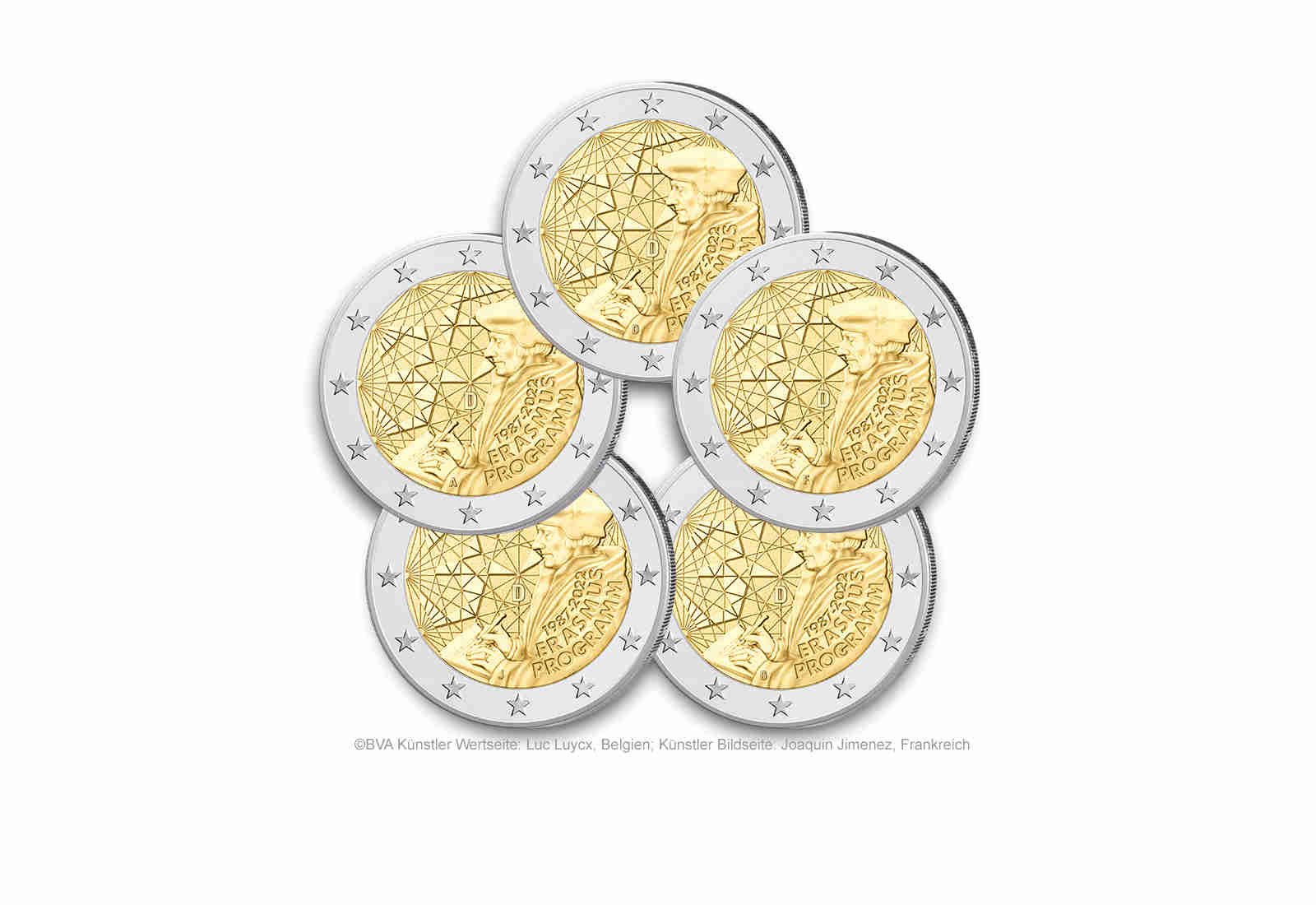 2 Euro Deutschland 2022 35 Jahre Erasmus-Programm Prägestätte A-J PP im Blister