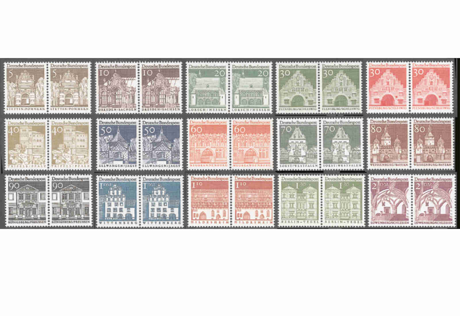 BRD Große Bauwerke, 15 Werte MiNr: 489-503 PA**