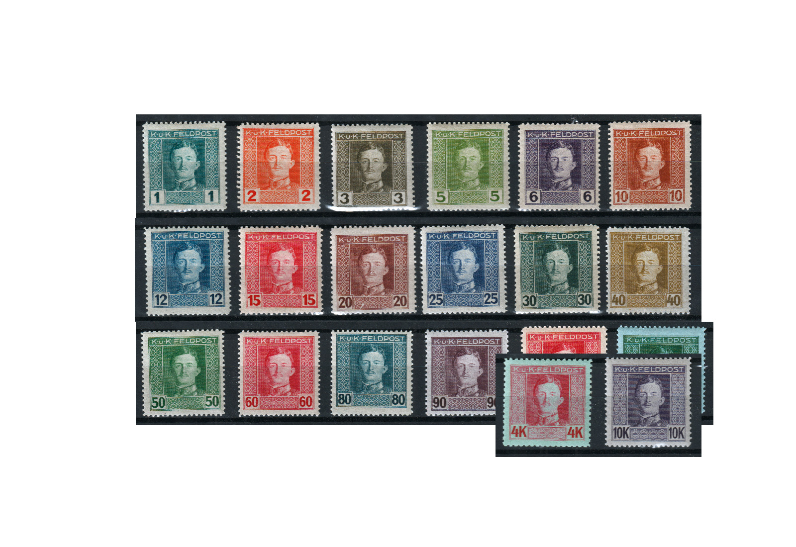 Österreich Feldpost Allgemeine Ausgabe 1917 bis 1918 Michel Nr. 53 bis 72 postfrisch