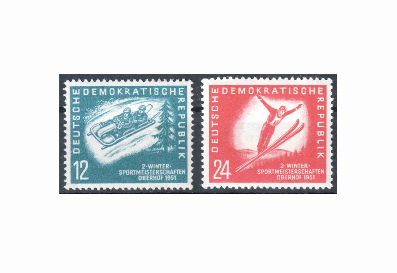 Briefmarken DDR Wintersportmeisterschaften 1951 Michel-Nr. 280-281 postfrisch