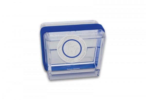 Original Präsentationsbox BRD 5 Euro PP Planet Erde 2016 mit blauem Band
