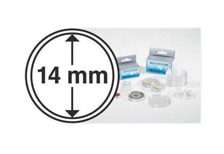 Münzkapseln CAP14, 10er Pack, für Münzen bis 14mm Durchmesser, z.B. 1/20 oz Goldpanda
