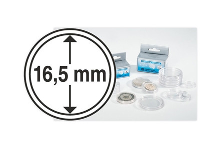 Leuchtturm Münzkapseln Cap16.5, 10er Pack, für Münzen bis 16,5mm Durchmesser z.B. 1 Euro Cent