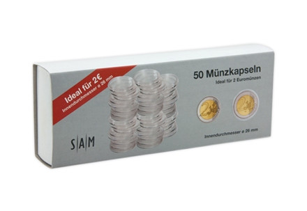 50 Kapseln für 2 Euro Münzen