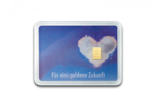 Goldbarren 1 g in Geschenkkarte: Goldene Zukunft